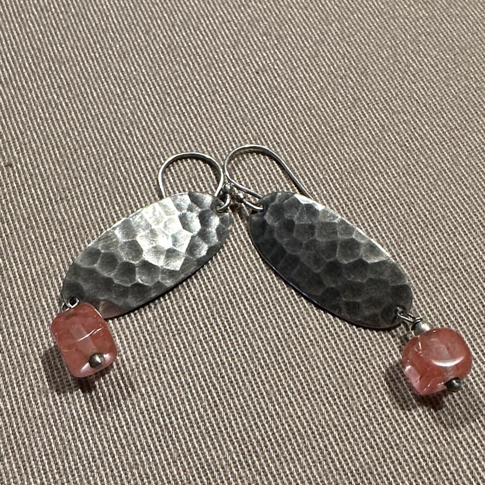 Silpada Hammered Silver and Pink Earrings